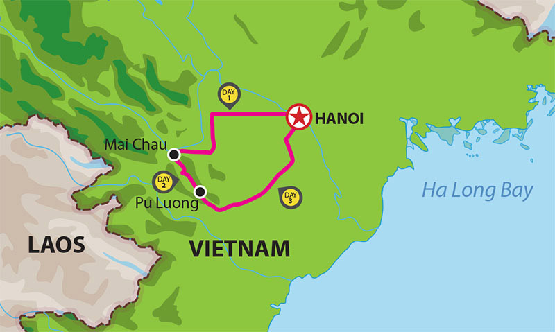 Mai Chau Map from Hanoi