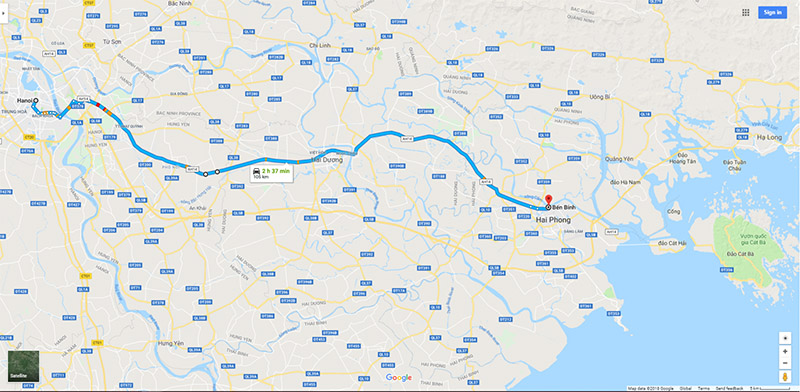 Map Get to Binh from Hanoi