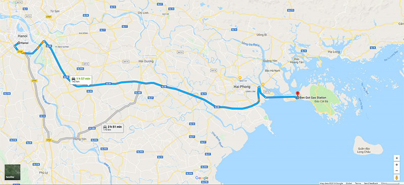 map hanoi to got ferry